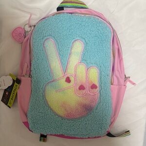 Wonder Nation Furry Girls 17” Laptop Backpack Peace Sign adjustable straps